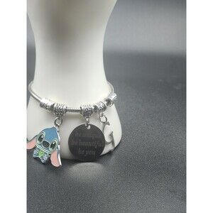 7-9” Charm Bracelet “Be Unique, Be Beautiful, Be You” ,Stitch And “G” Initial